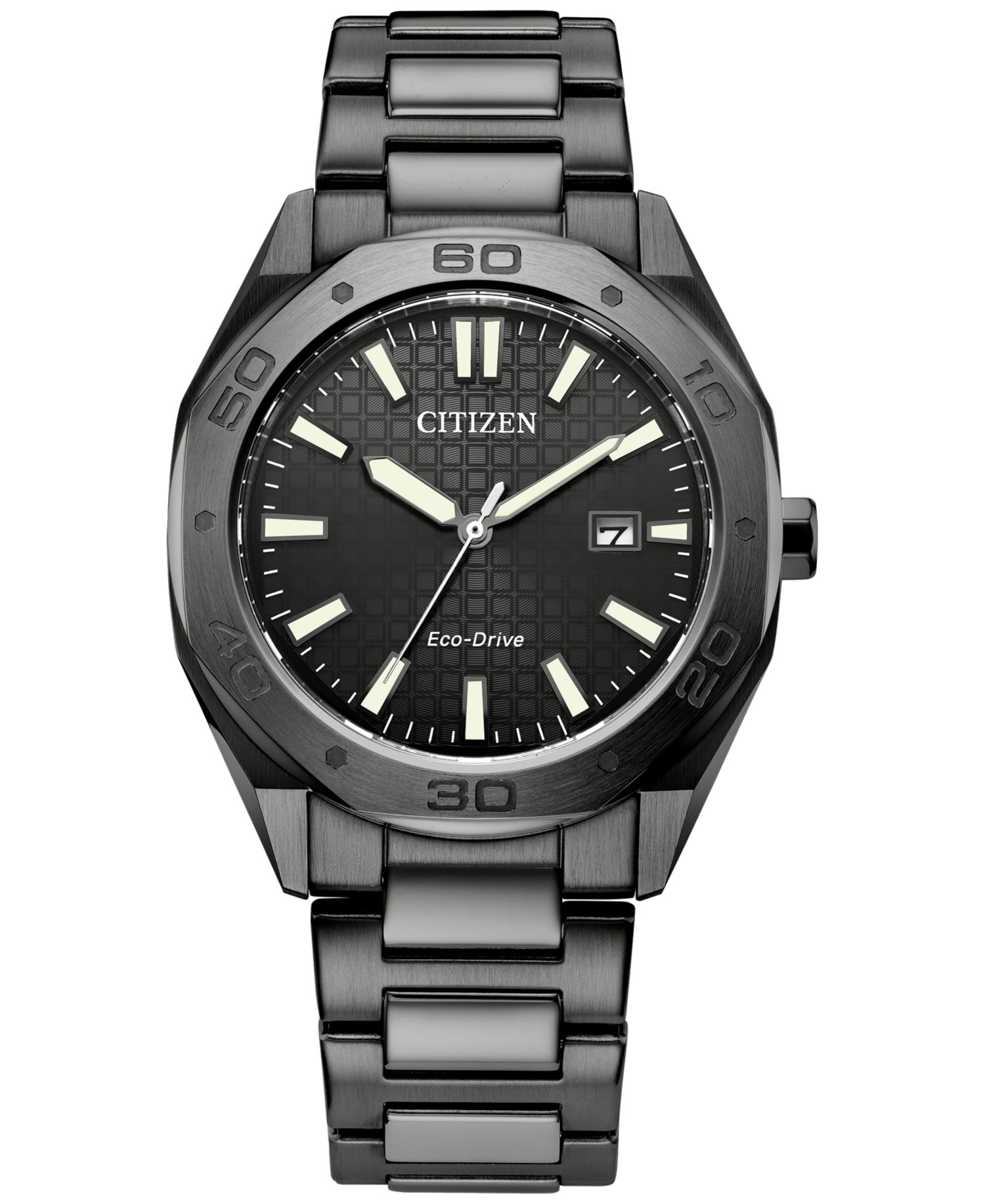 Eco-Drive Men's Weekender Gray-Tone Stainless Steel Bracelet Watch 41mm