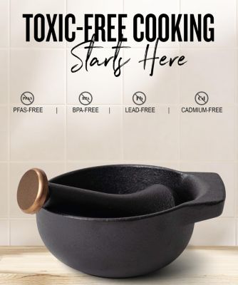 Enameled Cast Iron, PFAS-Free, 2-Cup Capacity, Textured Interior – Mortar and Pestle Grinder