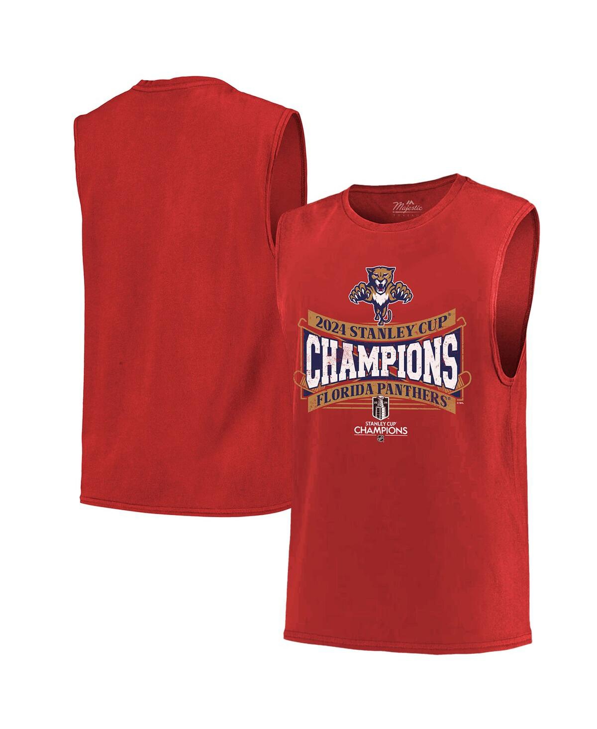 Men's Red Florida Panthers 2024 Stanley Cup Champions Softhand Muscle Tank Top - Red