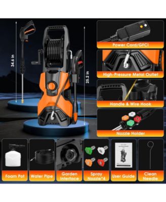 3000PSI Max 2.4 GPM Electric Pressure Washer with 4 Nozzles, Foam Cannon & Spray Gun