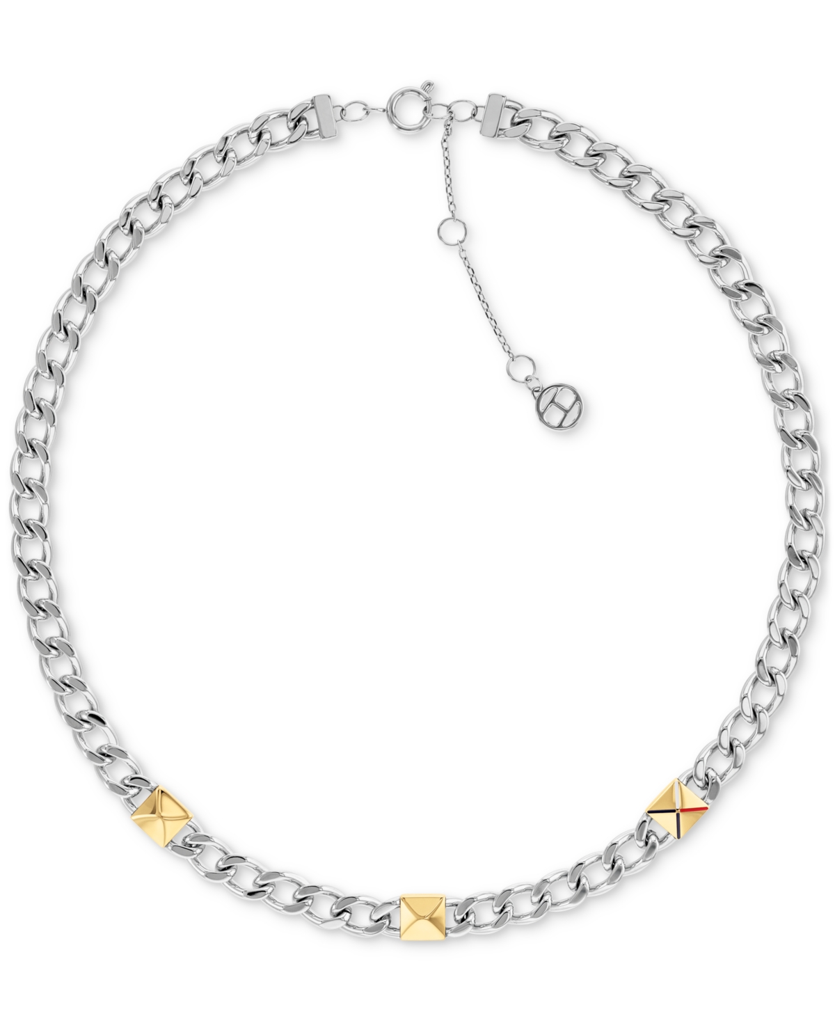 Tommy Hilfiger Two-tone Stainless Steel Necklace, 16" + 2" Extender In Two Tone