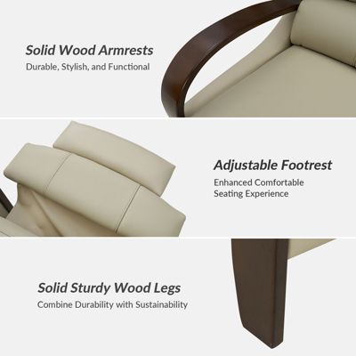 Alex Mid Century Modern Genuine Leather Manual Recliner