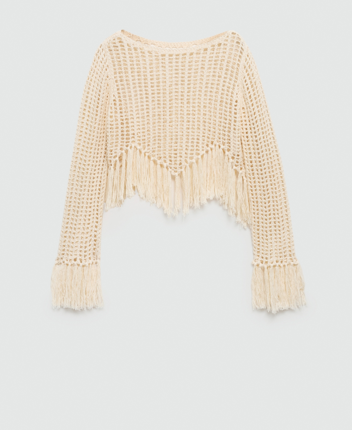 Mango Women's Fringes Detail Openwork Knitted Sweater