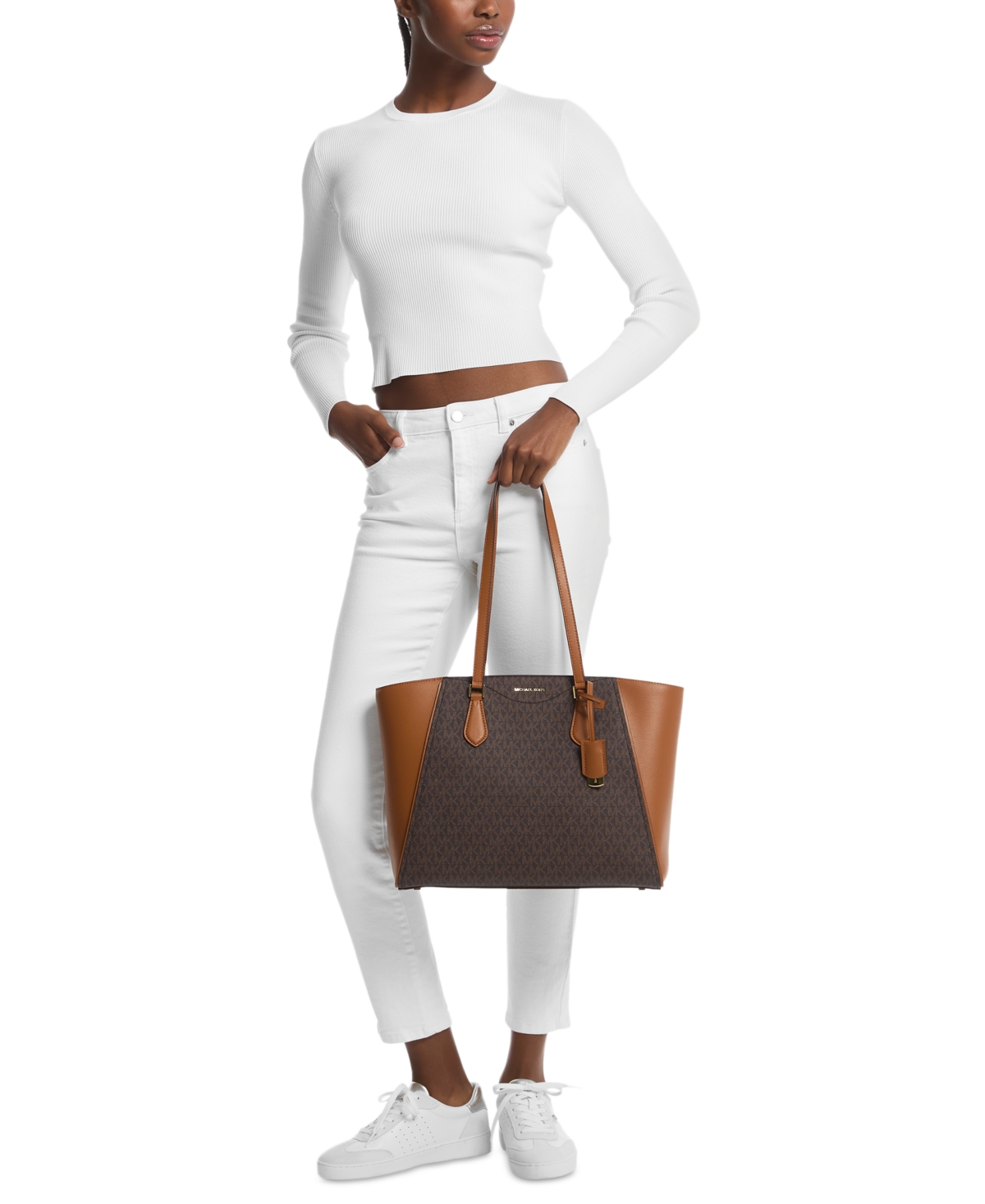 Michael Michael Kors Taryn Logo Top Zip Tote -acorn