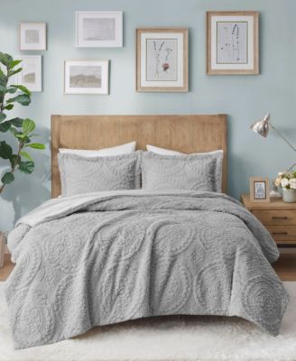 Arya Embroidered Medallion Faux Fur 3-Pc. Comforter Set, King/California King
