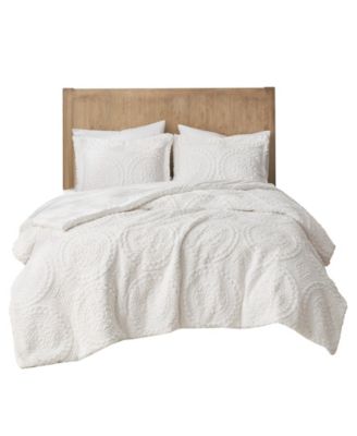 Arya Embroidered Medallion Faux Fur 3-Pc. Comforter Set, King/California King