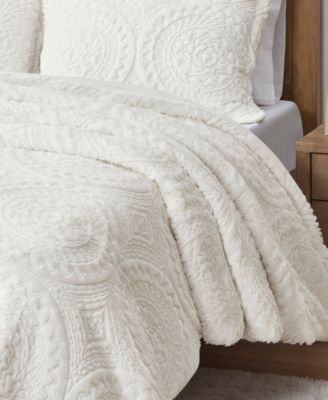 Arya Medallion Embroidered Faux Fur 2-Pc. Comforter Set, Twin/Twin XL