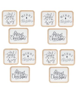 Christmas Holiday Sentiment Plaque Set of 12 Festive Seasonal Plaques