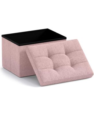Collapsible Rectangle Storage Ottoman – Small Footrest with Hidden Storage, 12" x 16" x 12"