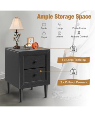 Multipurpose Retro Bedside Nightstand with 2 Drawers