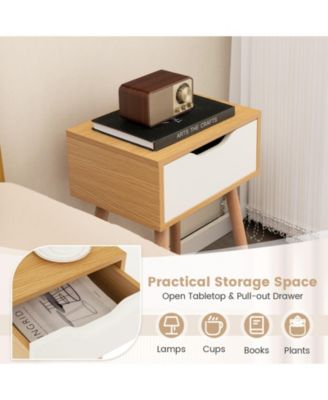 Modern Nightstand with Storage Drawer for Bedroom Living Room