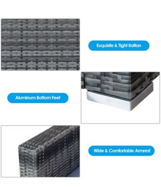 3PCS Rattan Patio Conversation Set Outdoor Furniture Set w/ Table Cushion