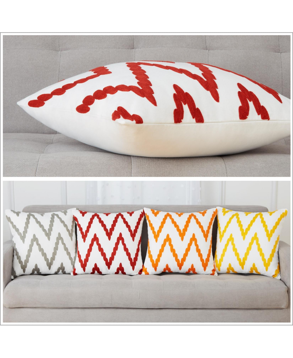 Caromio 2Pcs Chevron Embroidered Decorative Throw Pillow Covers 20
