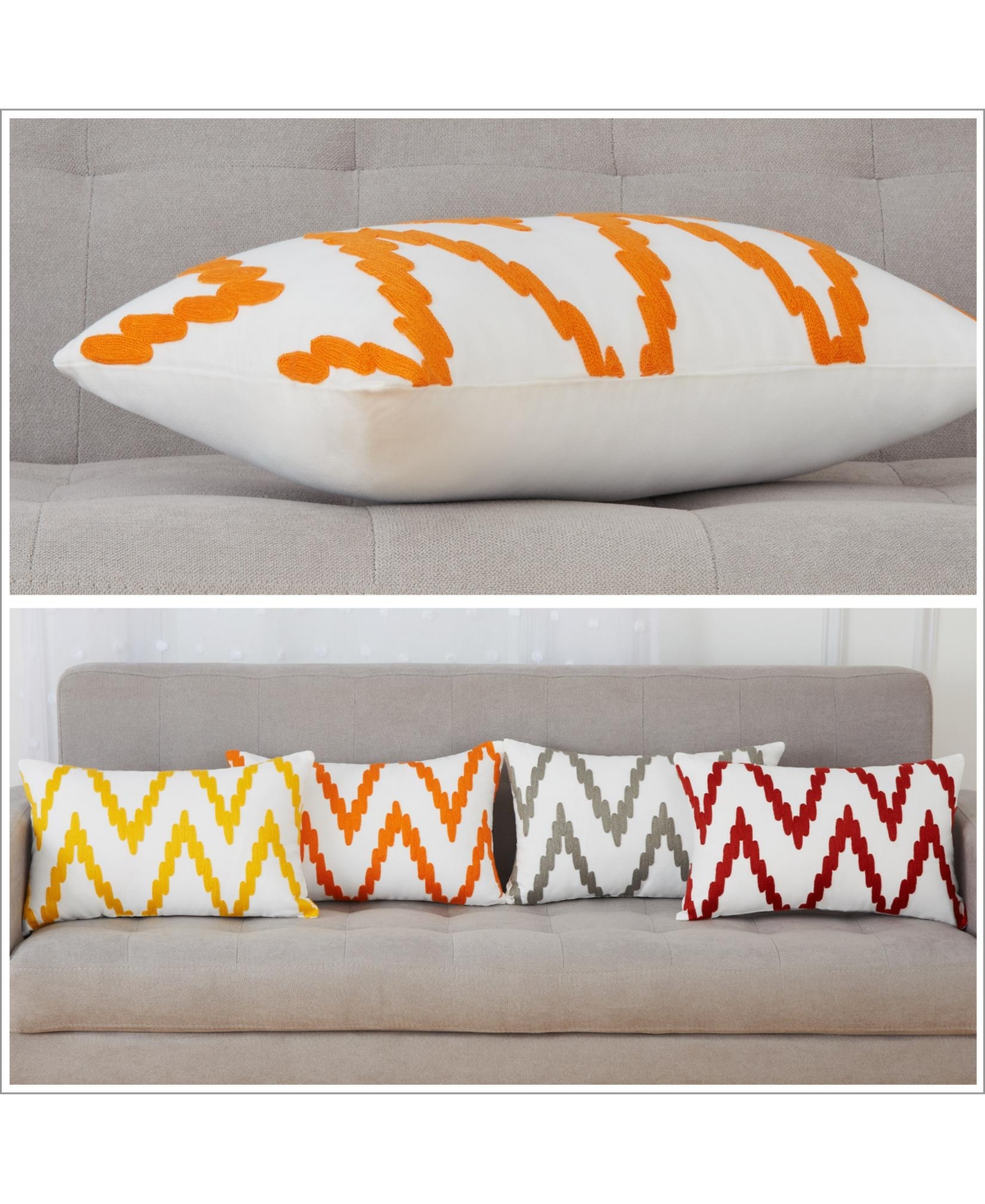 Caromio 2Pcs Chevron Embroidered Decorative Throw Pillow Covers 12