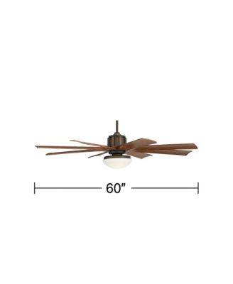 60" Industrial Outdoor Ceiling Fan with LED Light Remote Control Bronze Koa Opal Glass Damp Rated Patio Gazebo