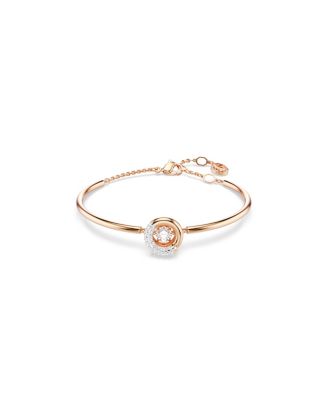 Round Cut, White, Rose Gold-Tone Plated Dextera Bangle