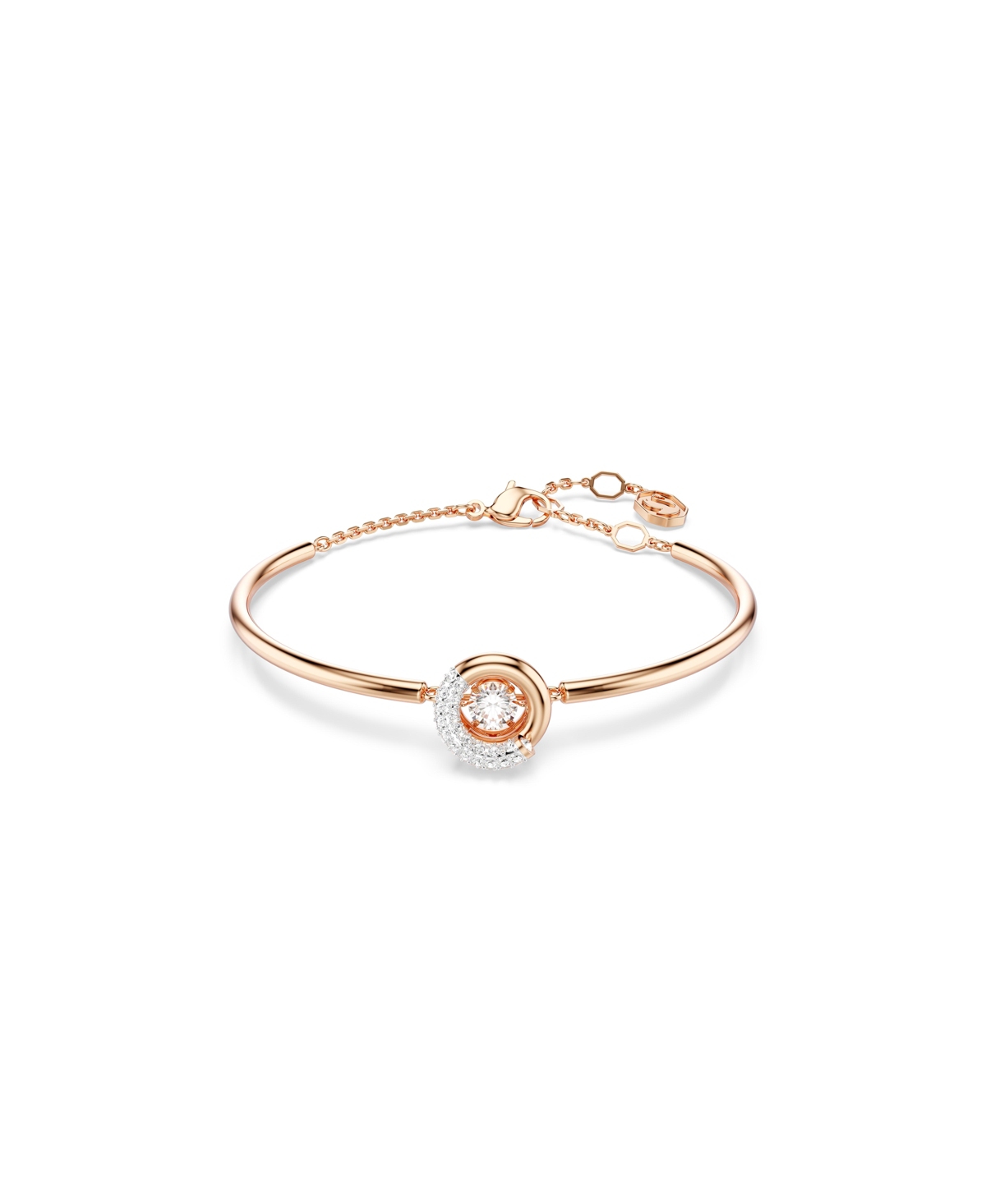 Swarovski Round Cut, White, Rose Gold-tone Plated Dextera Bangle In Rose Gold