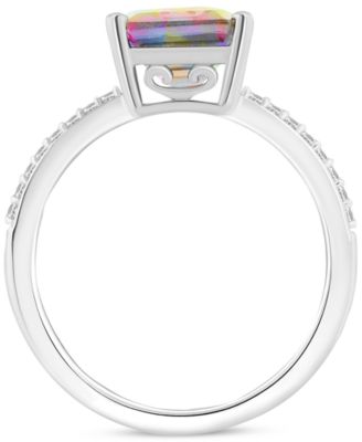 Mystic Topaz (4-1/4 ct. t.w.) & Diamond (1/10 ct. t.w.) Emerald-Cut Statement Ring in Sterling Silver (Also in Pink Topaz)