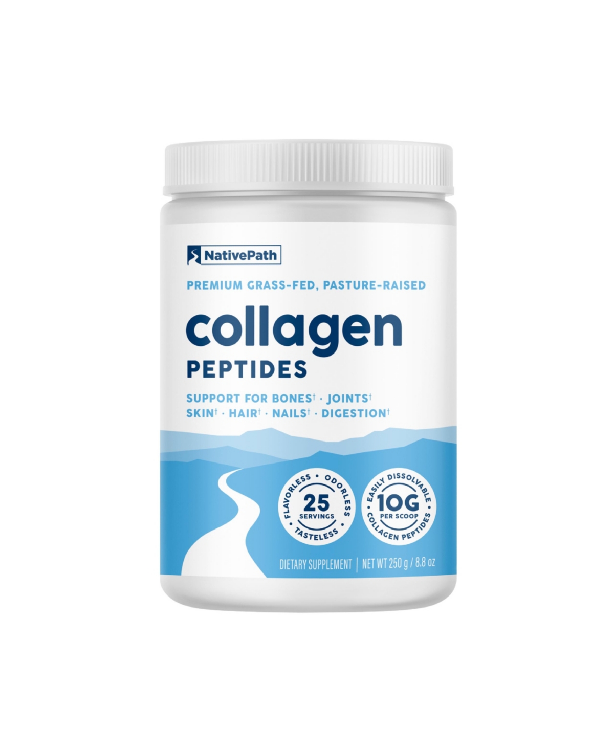 Collagen Peptides Protein - Hydrolyzed Type 1 & 3 Collagen Powder for Skin, Hair, Nails - 8.8 oz (25 Servings) - White