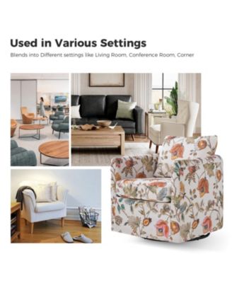 Modern Fabian Slipcovered Swivel Chair with Removable Slipcover
