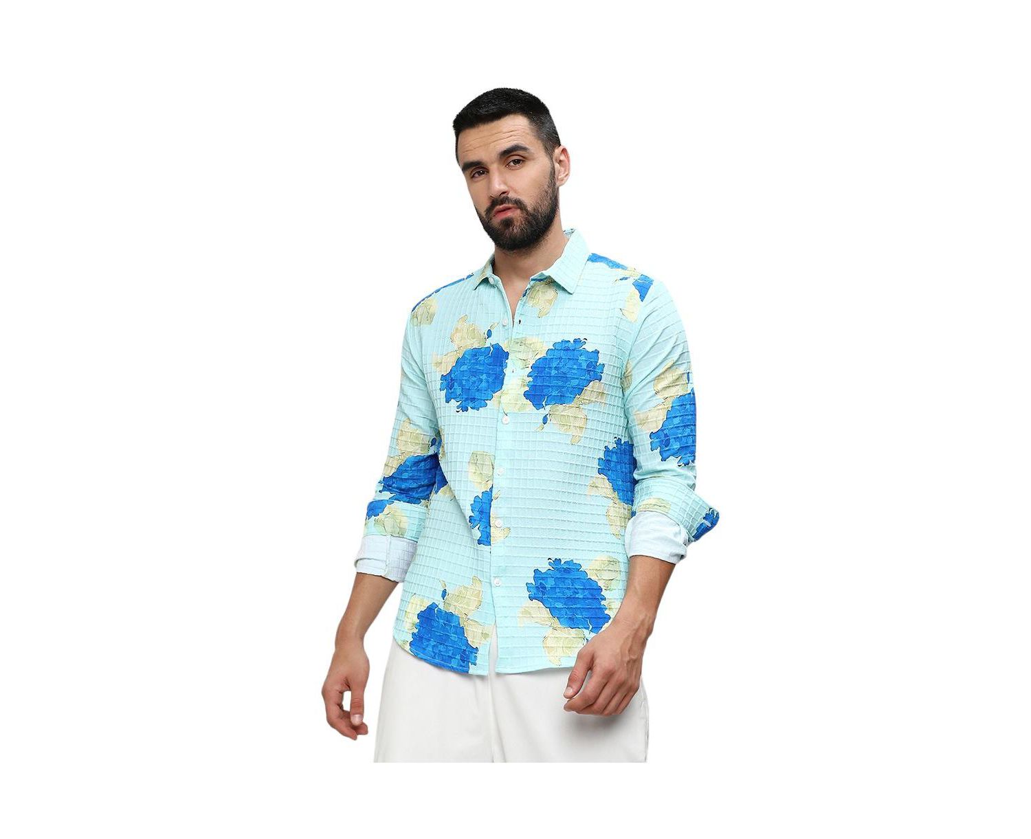 Men's Light Blue Hydrangea Foliage Shirt