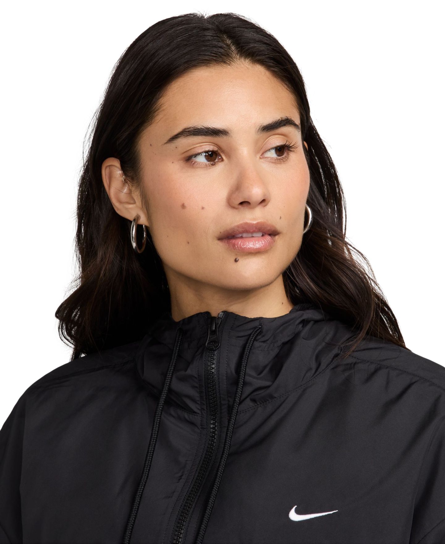 Женская куртка Nike Sportswear Classic Zip-Front Hooded, цвет: Чёрный / Белый — фото 8