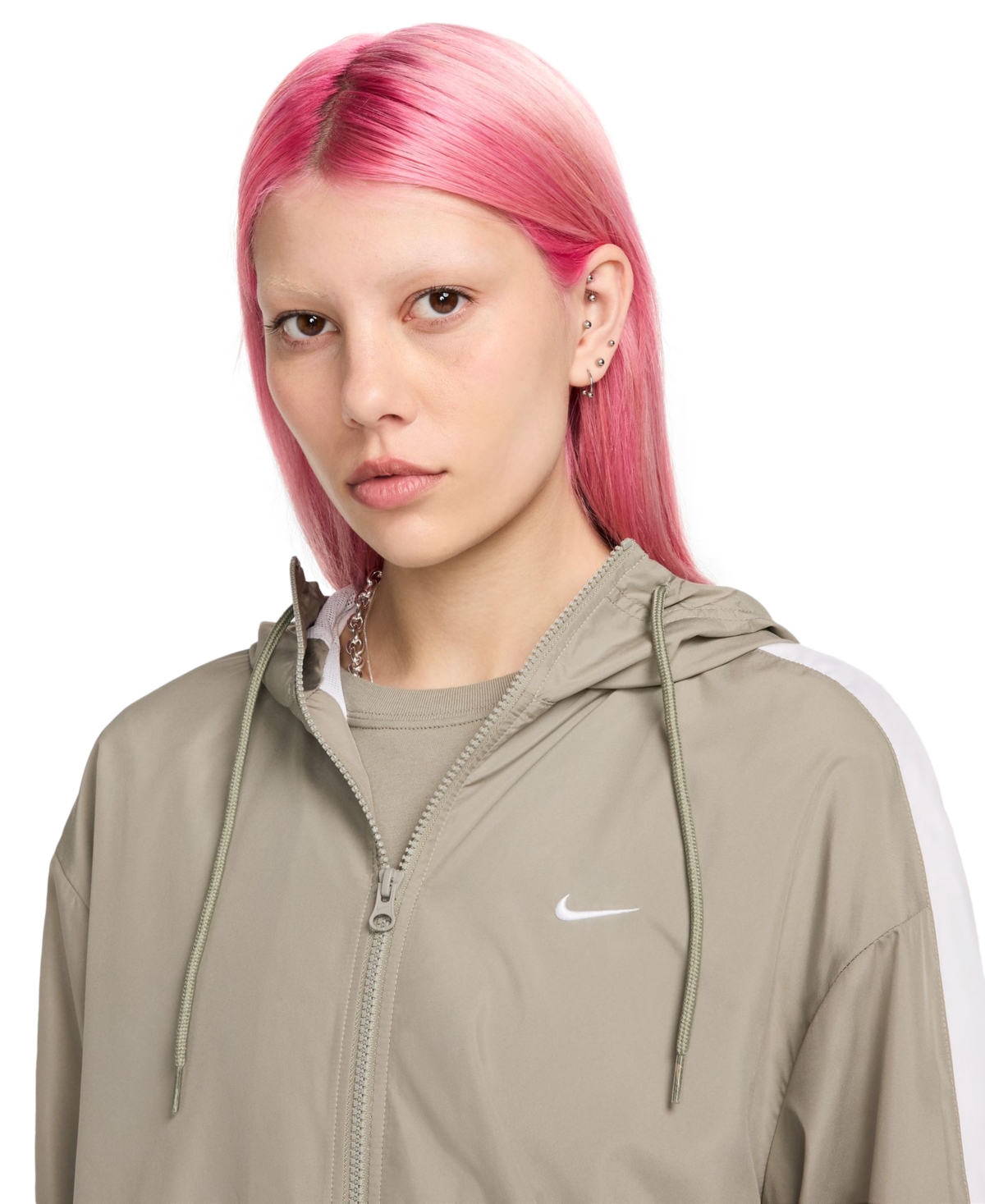 Nike Women's Sportswear Classic Zip-Front Hooded Jacket -white