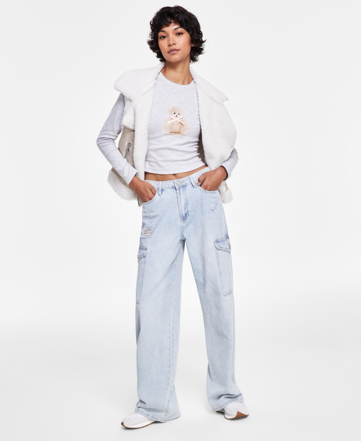 Indigo Rein Juniors' 90s Skater Flare-Leg Utility Jeans