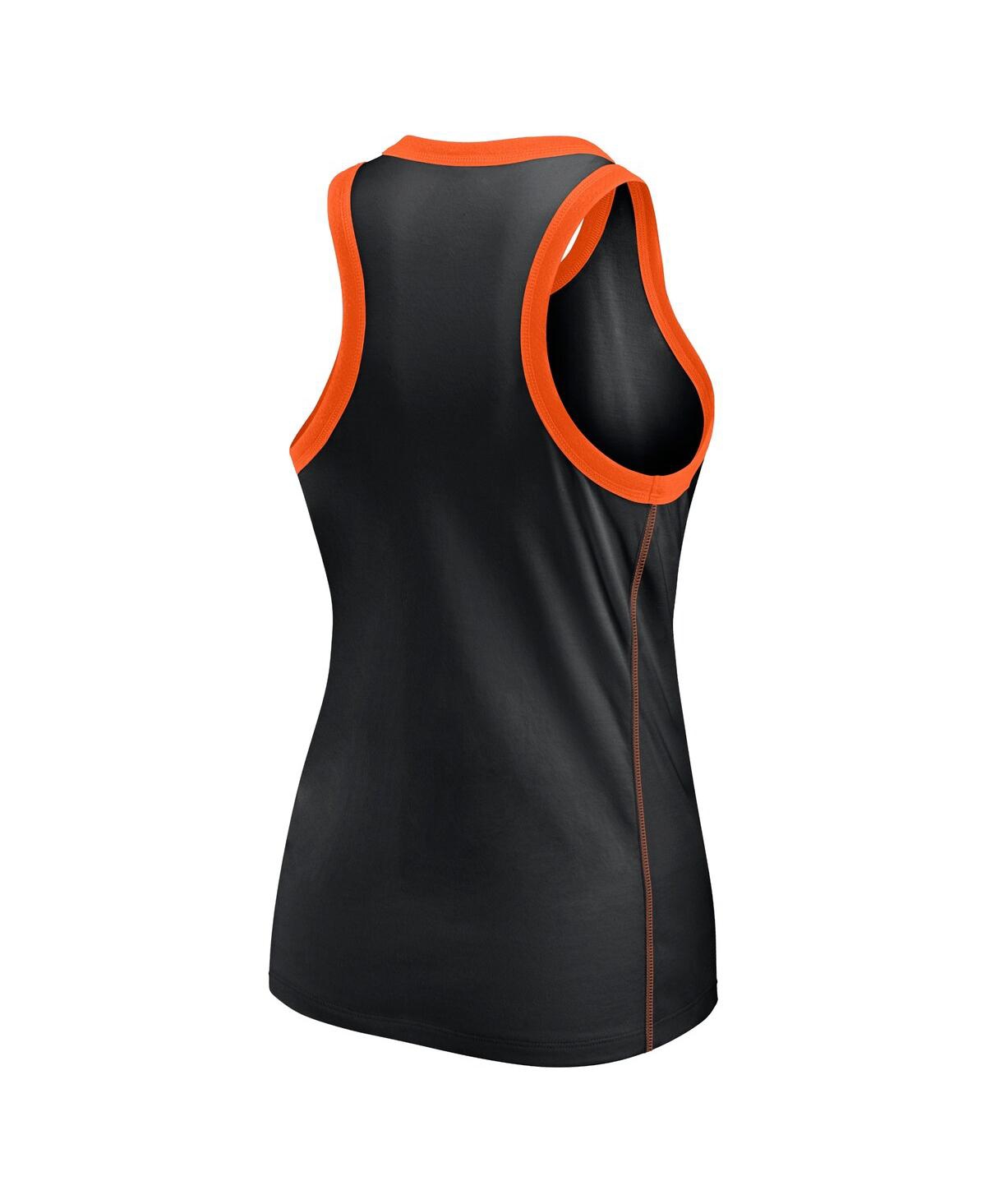Fanatics Women's Black San Francisco Giants Tailsweep Fashion Racerback Rhinestone Tank Top In Black,orange