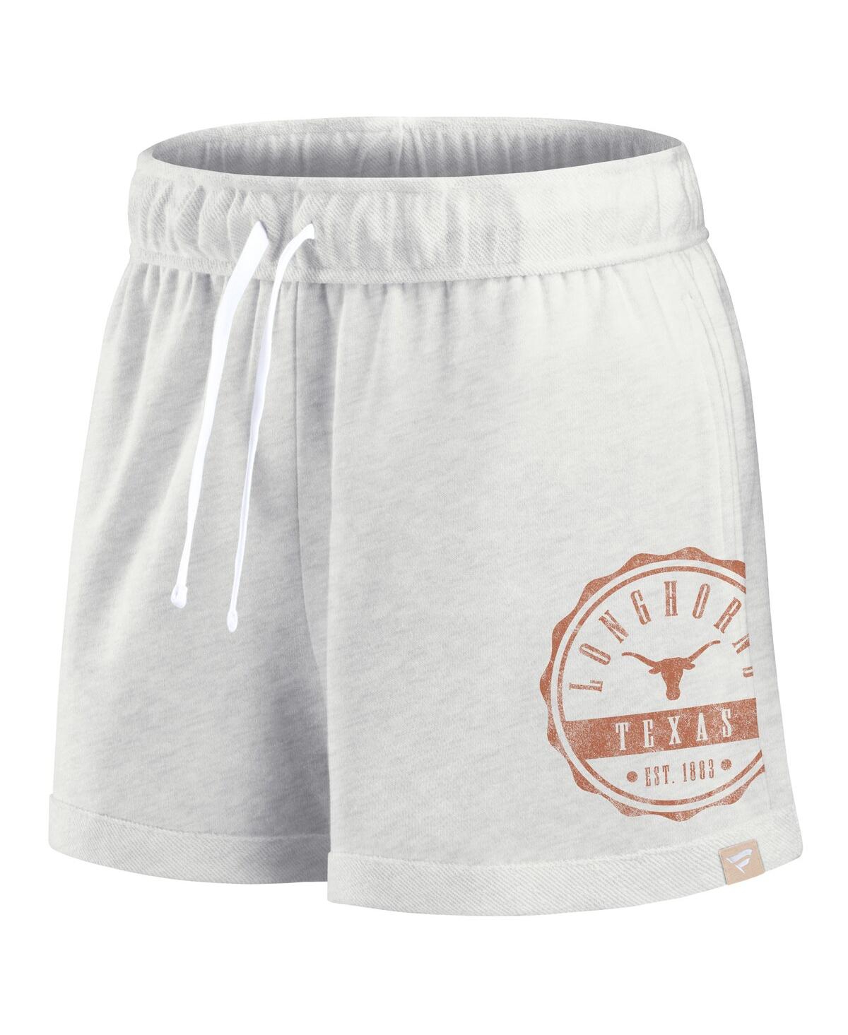 Fanatics Women's Oatmeal Texas Longhorns Win Badge Shorts In Oatmeal,white