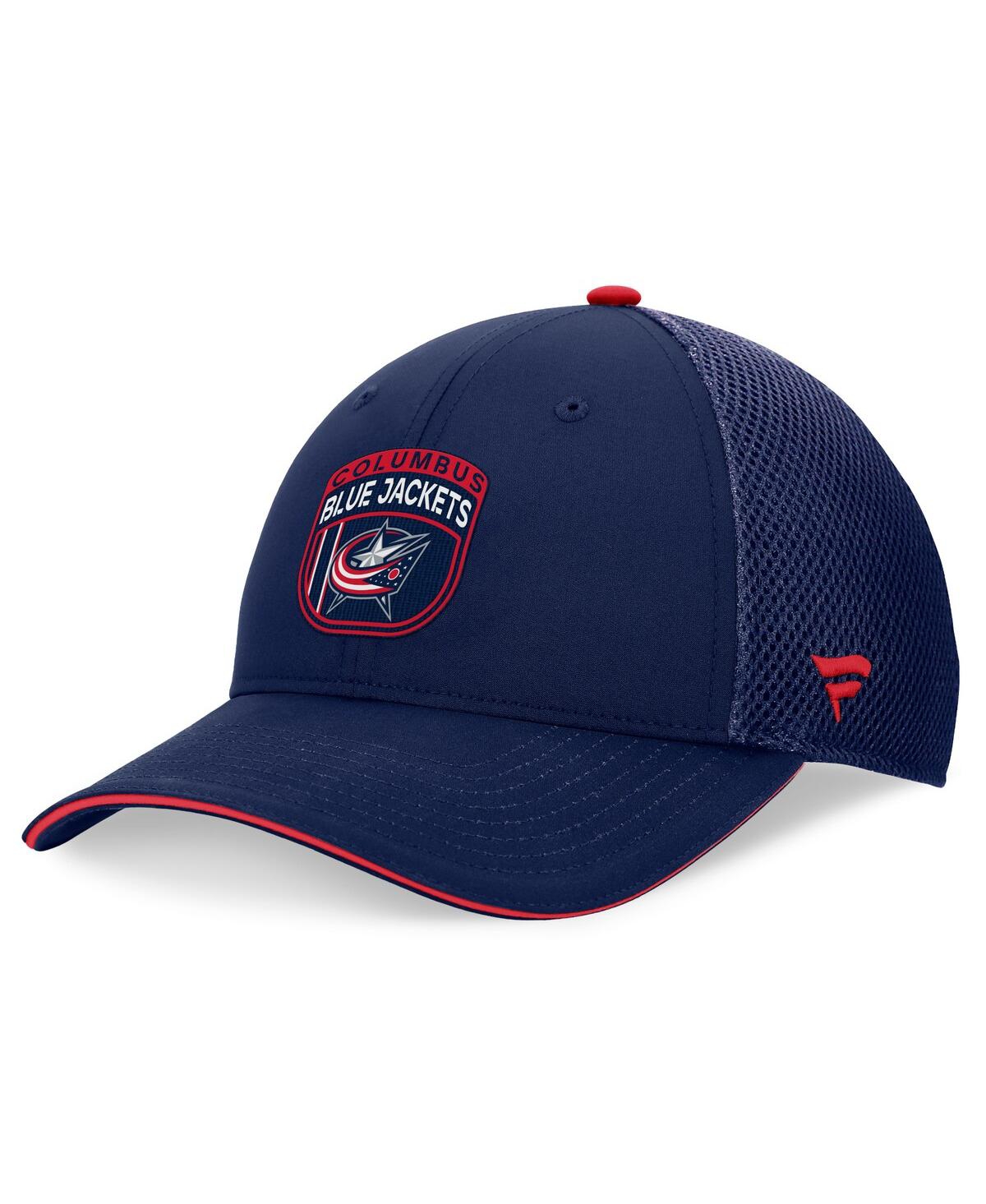 Fanatics Men's Navy Columbus Blue Jackets 2024 Nhl Draft On Stage Trucker Adjustable Hat In Navy,red