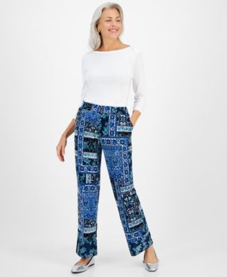 JM Collection - Women's Patchwork Thrift Wide-Leg Pants