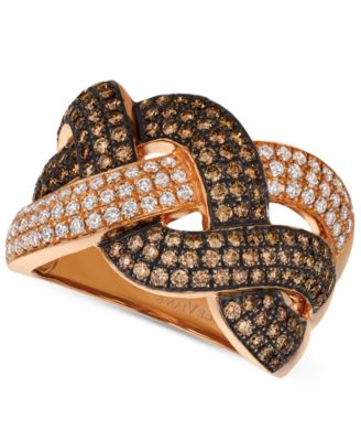 Le Vian - Chocolate Diamond & Vanilla Braid Look Statement Ring (1-3/8 ct. t.w.) in 14k Rose Gold