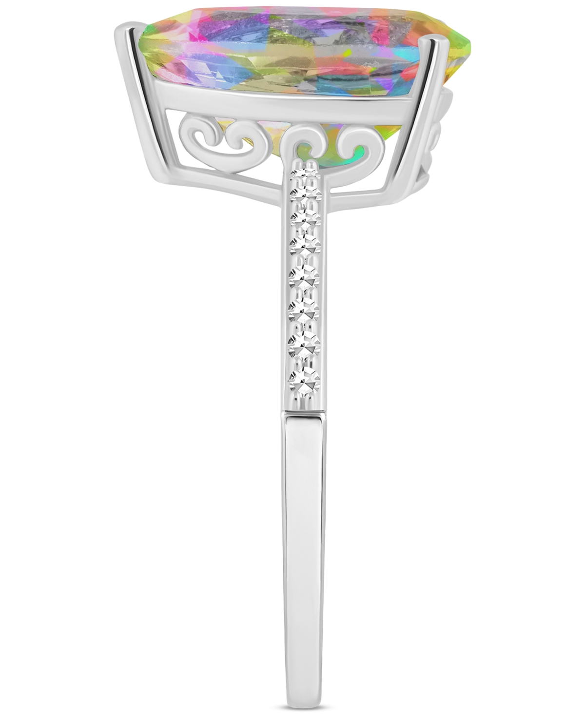 (3-5/8 ct. t.w.) & Diamond (1/10 ct. t.w.) Pear Ring in Sterling Silver (Also in Pink Topaz) - Mystic Topaz