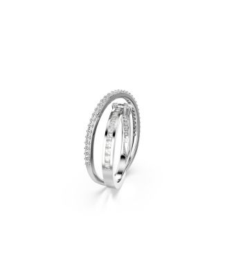 Mixed Cuts, White, Rhodium Plated Hyperbola Ring