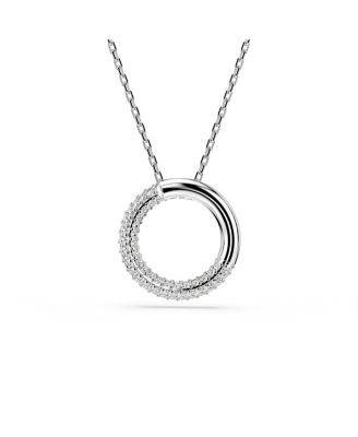 Dextera Pendant, Pav&eacute;, White, Rhodium Plated Necklace