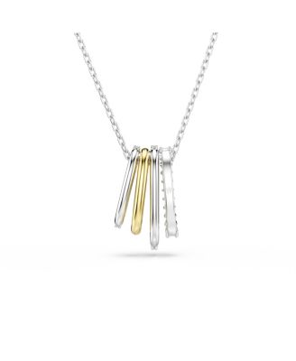 Hyperbola Pendant, Mixed Cuts, White, Mixed Metal Finish Necklace