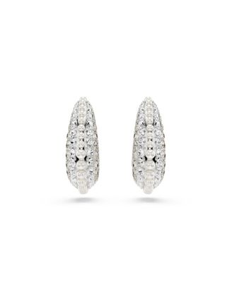 Silver Toned Oval shape Drop Earrings, Rhodium-Plated has white hotsell Artificial Diamonds