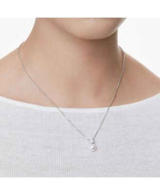 Matrix Pendant, Crystal Pearl, Round Cut, White, Rhodium Plated Necklace