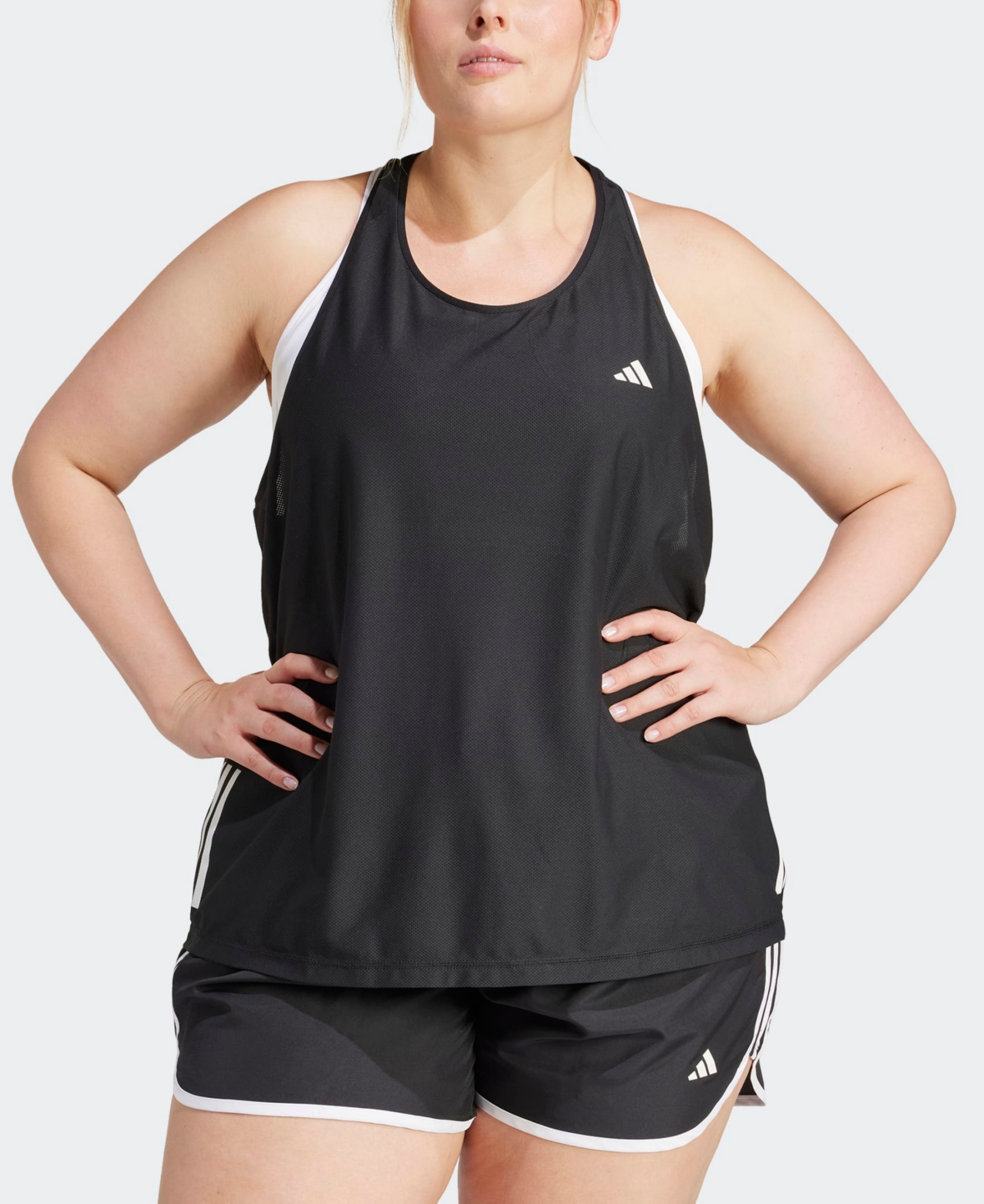 Shop Adidas Originals Plus Size Own The Run Moisture-wicking Tank Top In Black