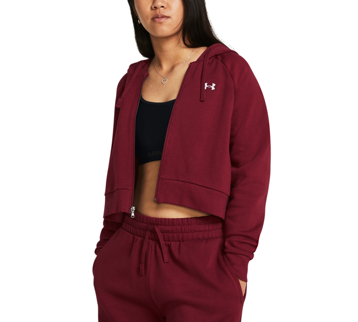 Women's Rival Fleece Cropped Zippered Hoodie - Cardinal Red
