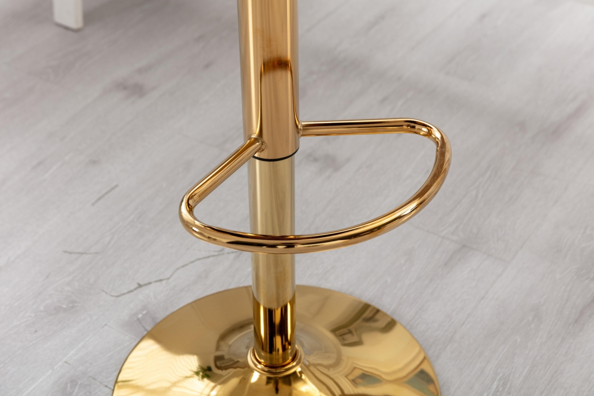 Off- Velvet Bar Chair, Pure Gold Plated, Unique Design, 360 Degree