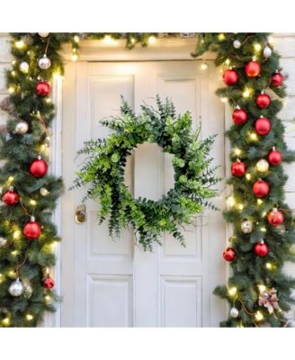Mixed Eucalyptus Leaf Foliage Wreath With Twig Accents 29"d