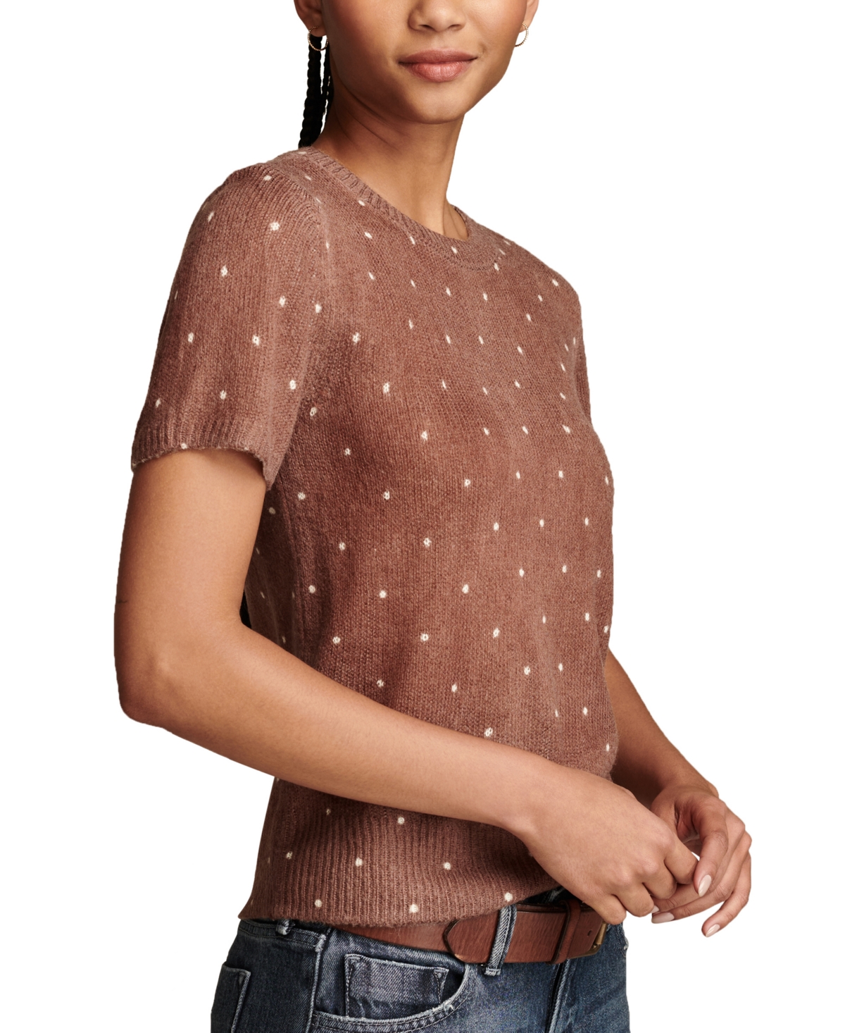 Lucky Brand Women's Dot Print Short-Sleeve Knit Top