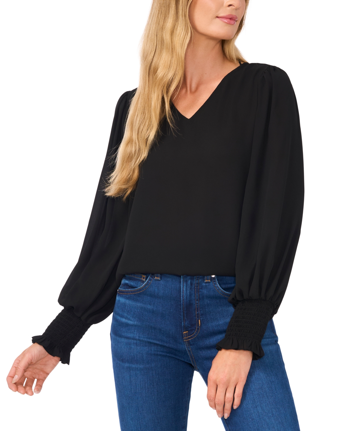 Cece V-neck Blouse In Rich Black