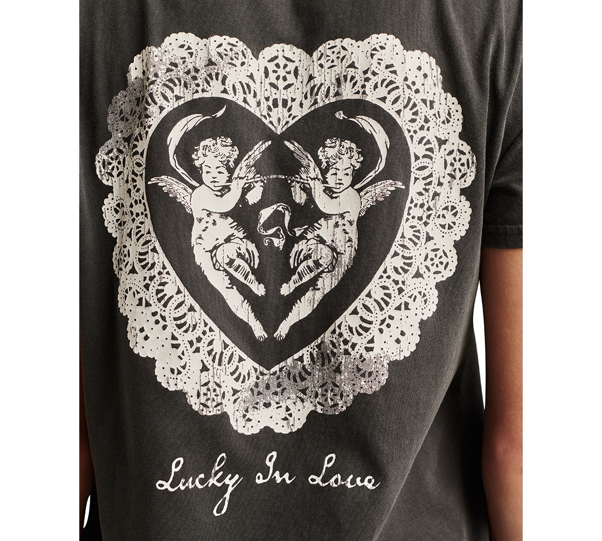 Lucky Brand Women's Lucky Love Cherubs Crewneck Cotton T-Shirt