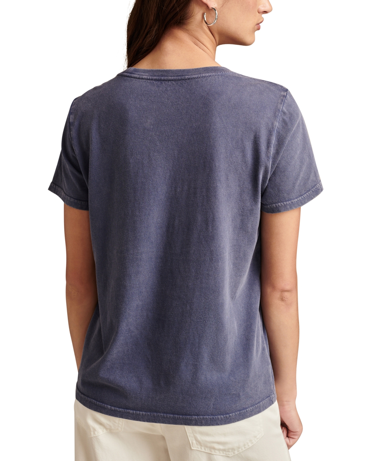 Lucky Brand Women's Paris Post Stamp Crewneck Cotton T-Shirt