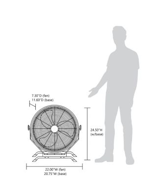 18 Inch High Velocity Waterproof 2 in 1 Floor Stand or Wall Mount Adjustable Tilt 3 Speed Outdoor Air Fan