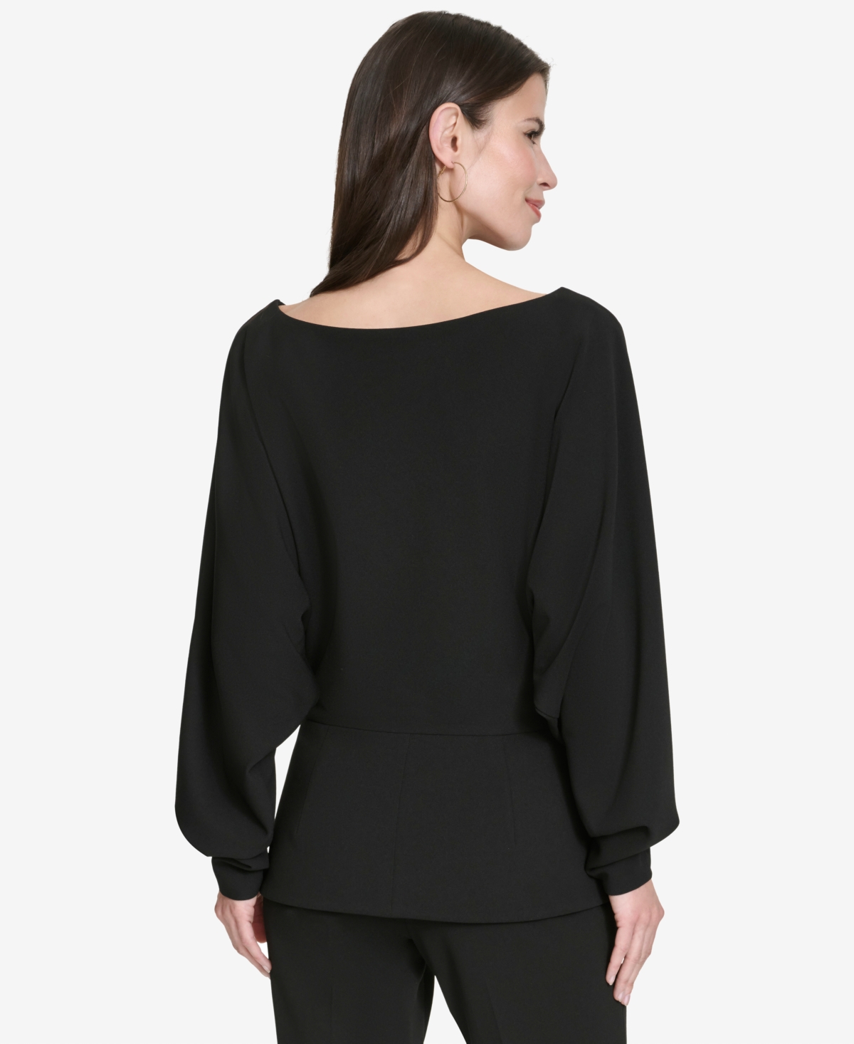 Halston Women's Dolman-Sleeve Boat-Neck Peplum Top
