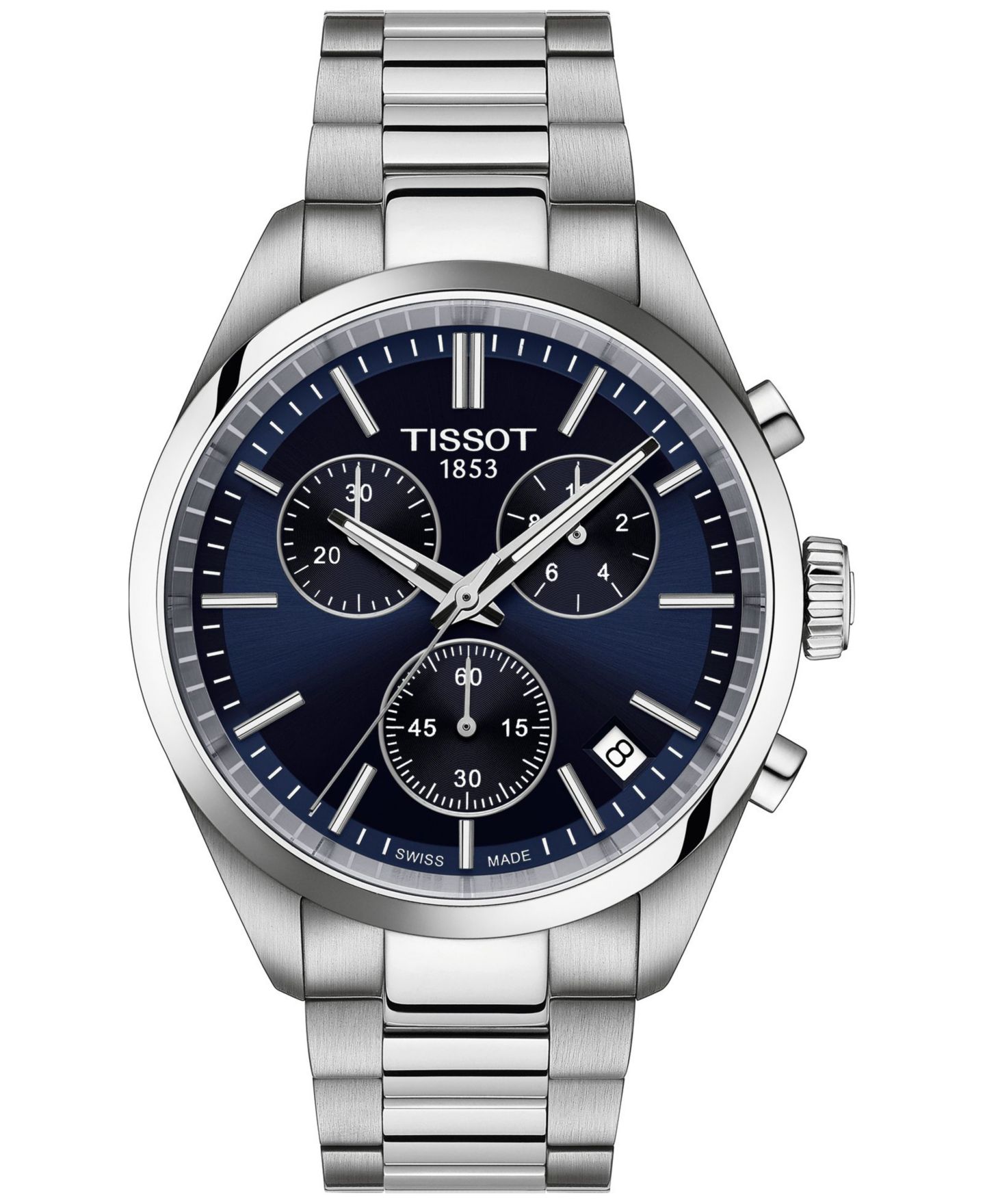 Мужские часы Tissot Swiss Chronograph PR 100 Stainless Steel Bracelet Watch 40mm — фото 1